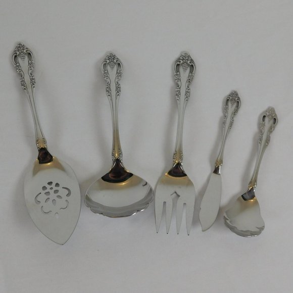 Oneida Brahms Community Stainless 5 Serving Pieces Pie Gravy Sugar Butter Fork - Picture 1 of 13